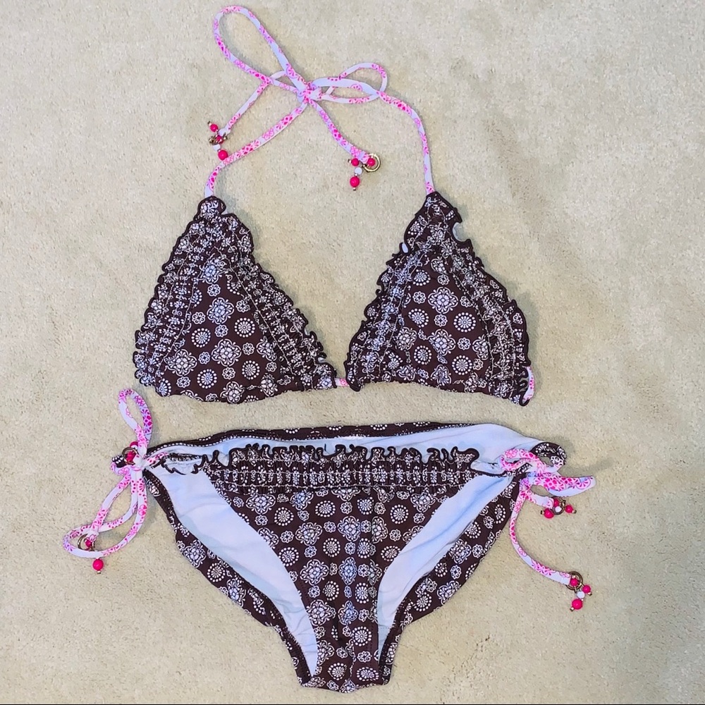 Brown and White 2-Piece Paded Bikini